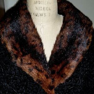 Original 1940's Curling Wool Coat Shawl Collar